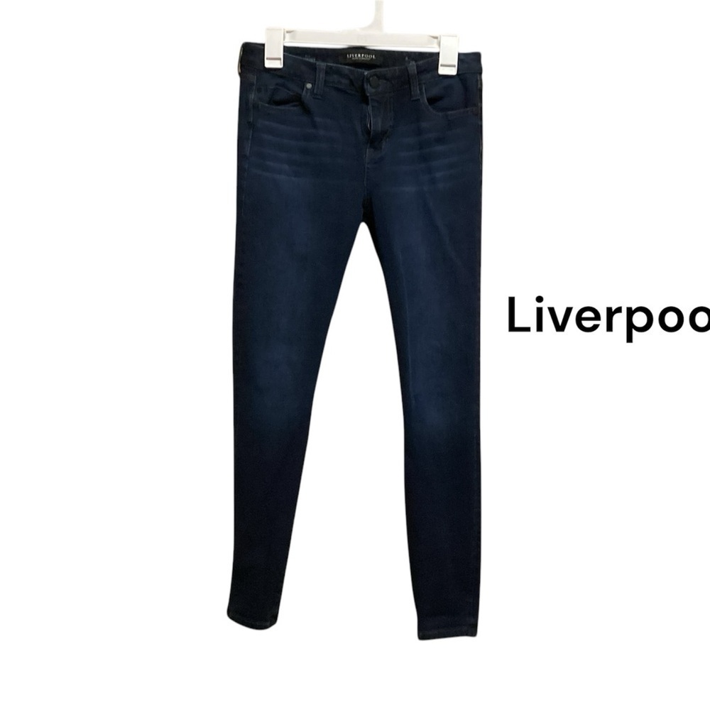 LIVERPOOL JEANS COMPANY DARK BLUE DENIM SKINNY JEAN SIZE 4 INSEAM 28”